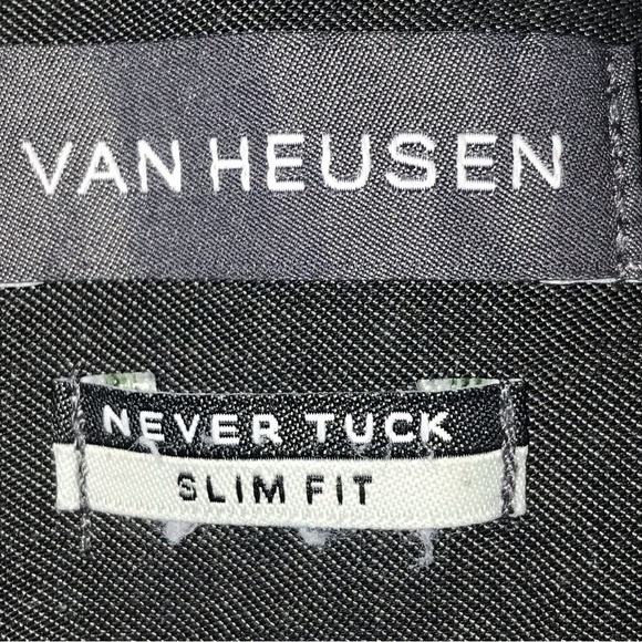 Van Heusen Never Tuck Slim Fit Shirts Bundle of 2 Men Medium Blue Dark Gray - Picture 4 of 9